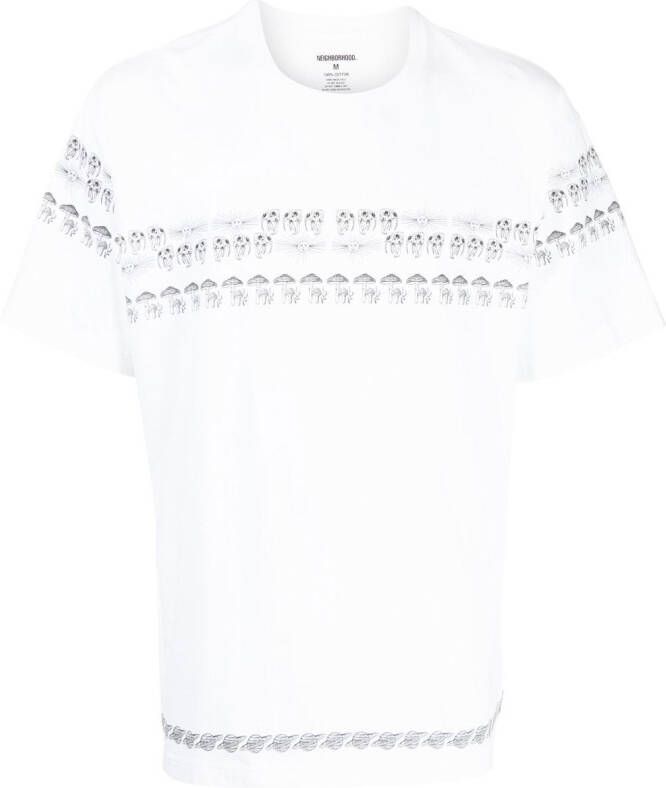 Neighborhood T-shirt met print Wit