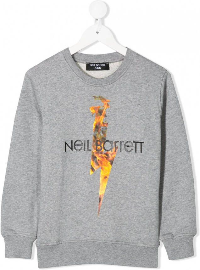 Neil Barrett Kids Sweater met bliksemflitsprint Grijs