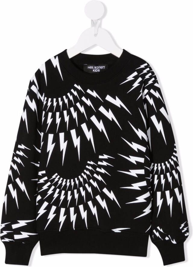 Neil Barrett Kids Sweater met bliksemflitsprint Zwart