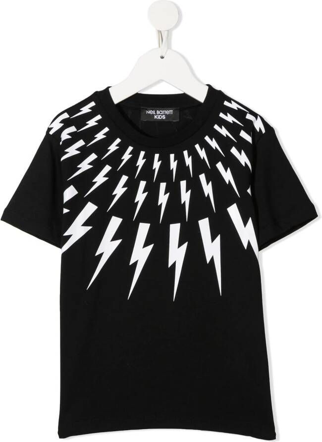 Neil Barrett Kids T-shirt met bliksemflits print Zwart