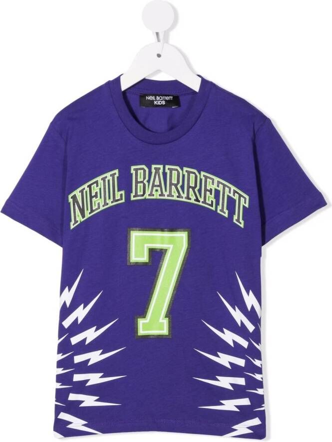 Neil Barrett Kids T-shirt met bliksemflitsprint Paars
