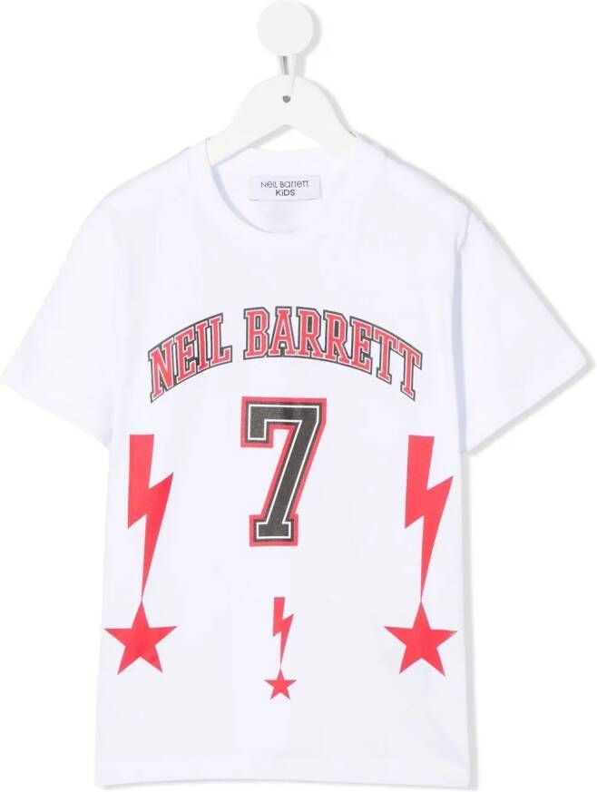 Neil Barrett Kids T-shirt met bliksemflitsprint Wit