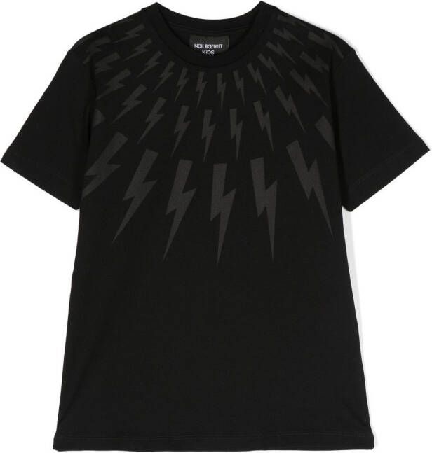 Neil Barrett Kids T-shirt met bliksemflitsprint Zwart