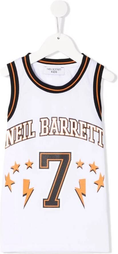 Neil Barrett Kids Tanktop met logoprint Wit