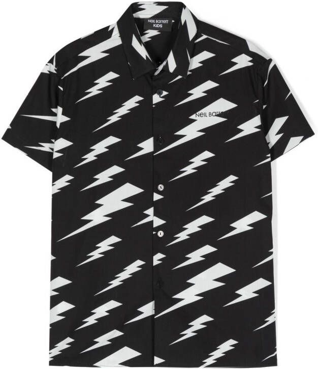 Neil Barrett Kids Shirt met bliksemflitsprint Zwart