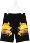 Neil Barrett Kids Trainingsshorts met vuurprint Zwart - Thumbnail 1