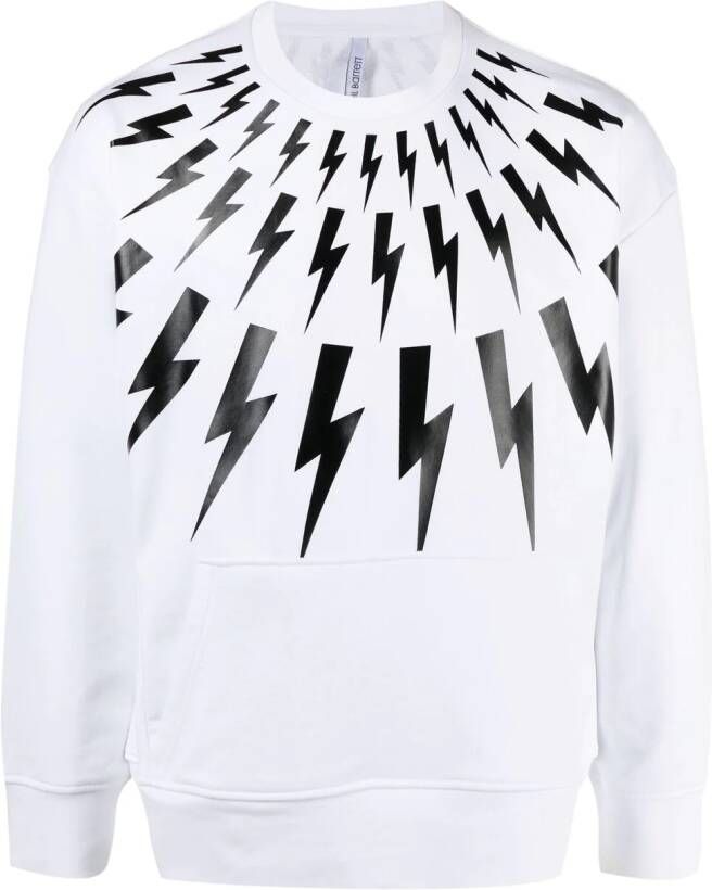 Neil Barrett Sweater met bliksemflitsprint Wit