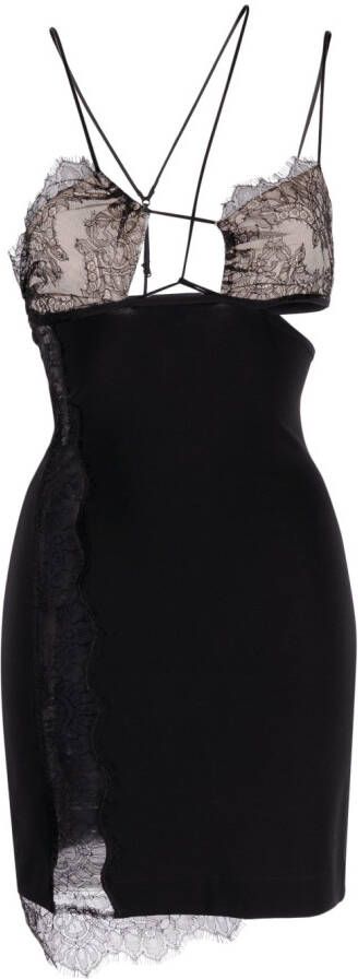 Nensi Dojaka Mini-jurk met kanten detail Zwart