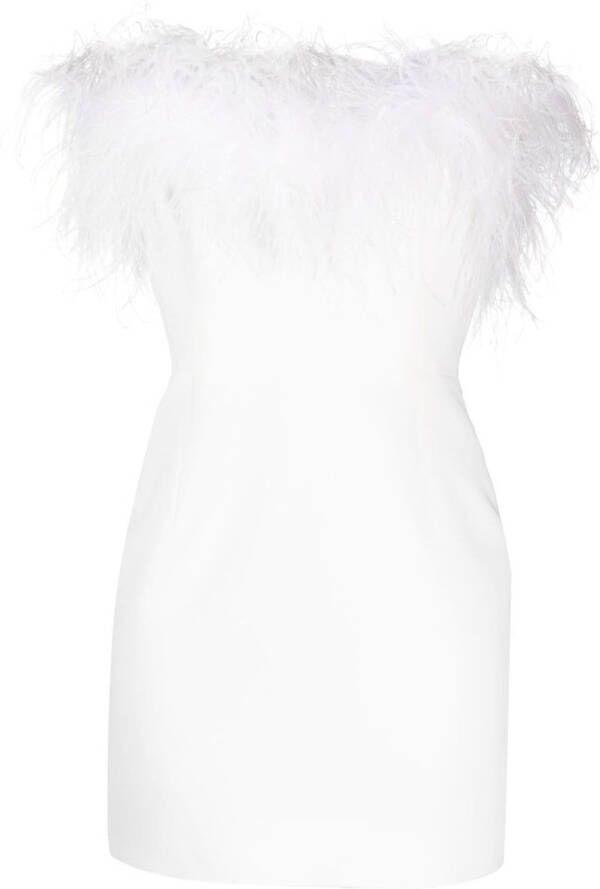 The New Arrivals Ilkyaz Ozel Mini-jurk met veren afwerking Wit