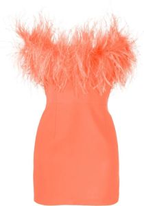 The New Arrivals Ilkyaz Ozel Mini-jurk met veren afwerking Oranje