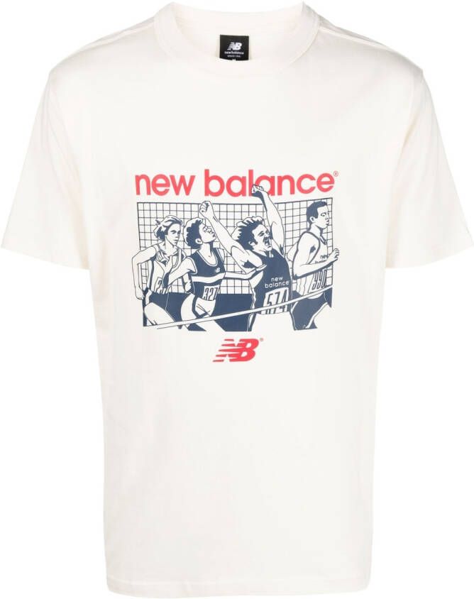 New Balance T-shirt met logoprint Beige
