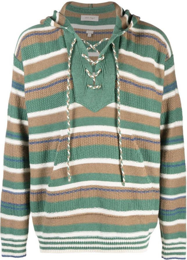 Nick Fouquet Gestreepte hoodie Groen
