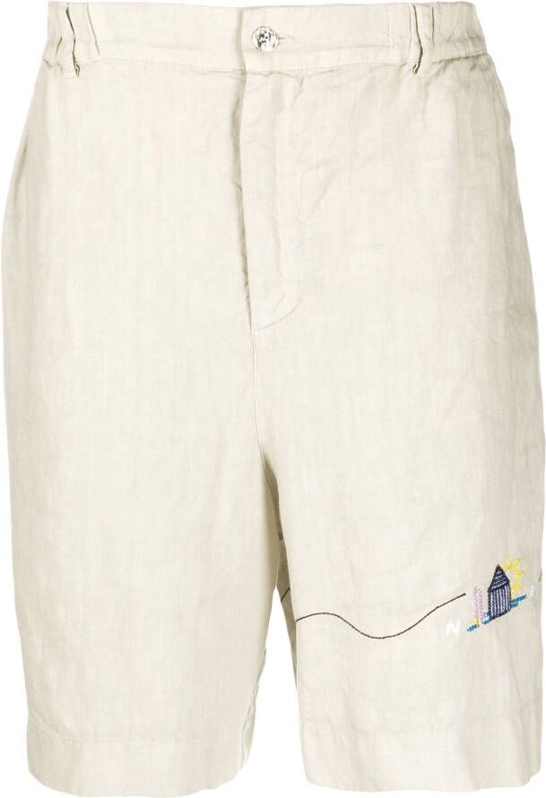 Nick Fouquet Bermuda shorts met borduurwerk Beige