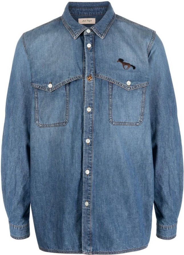 Nick Fouquet Overhemd met drukknopen Blauw