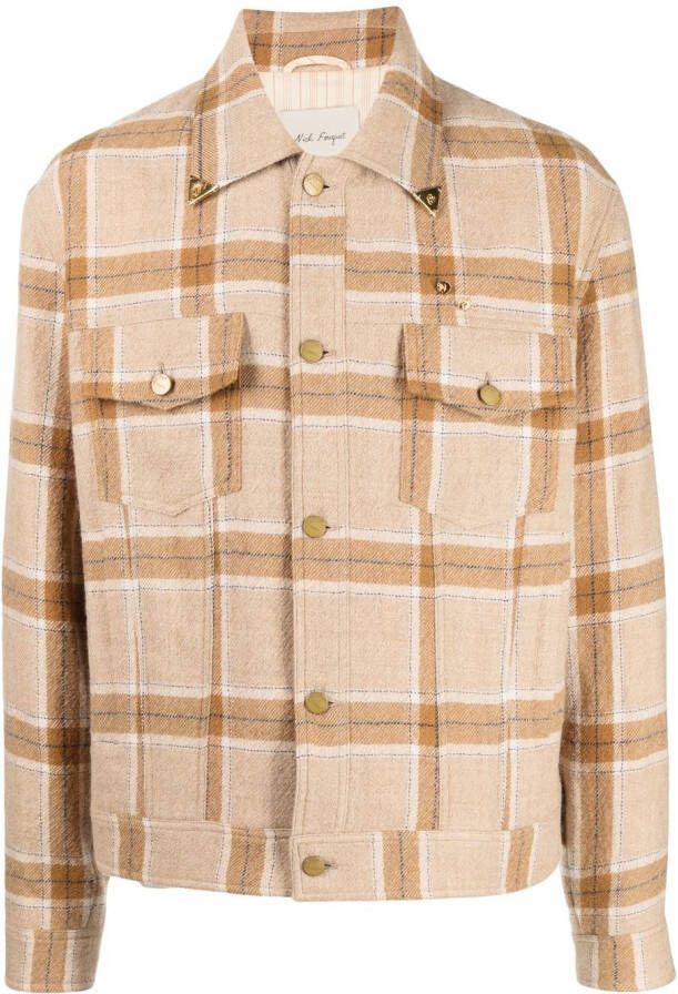 Nick Fouquet Geruit shirtjack Bruin