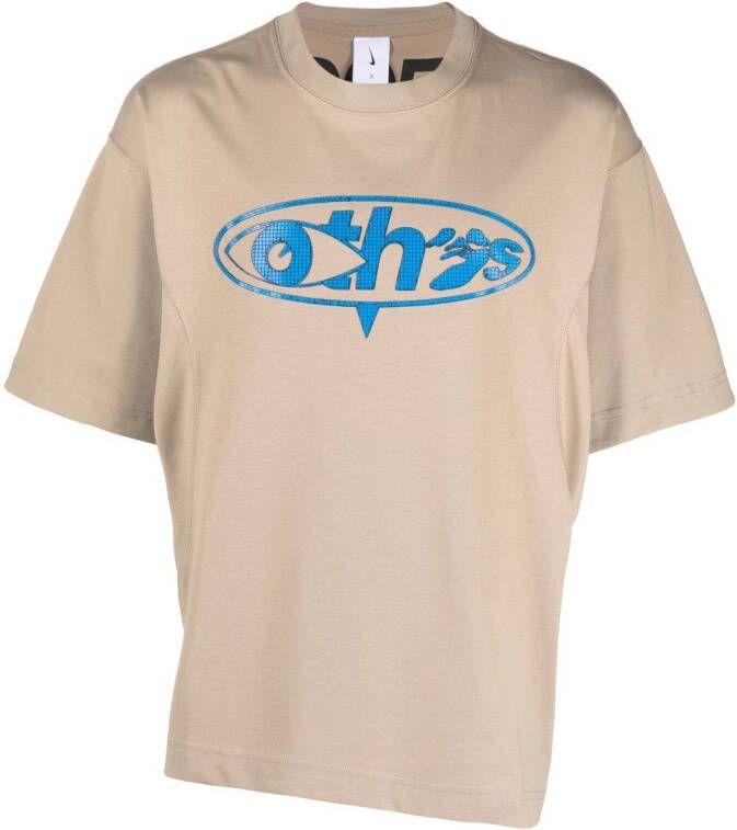 Nike X Off-White T-shirt met graffiti-print Beige