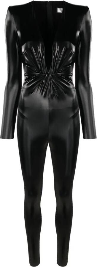 NISSA Jumpsuit met V-hals Zwart