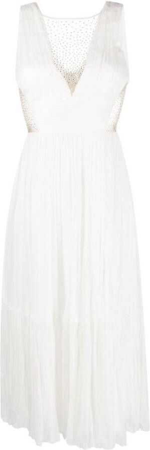 NISSA Midi-jurk verfraaid met kristallen Wit