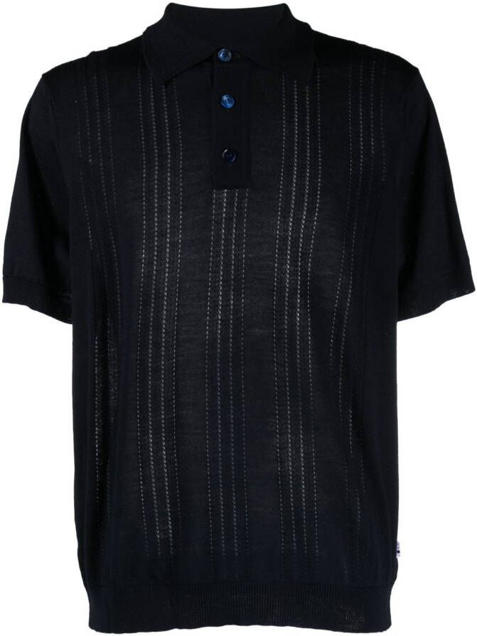 NN07 Opengebreid poloshirt Blauw