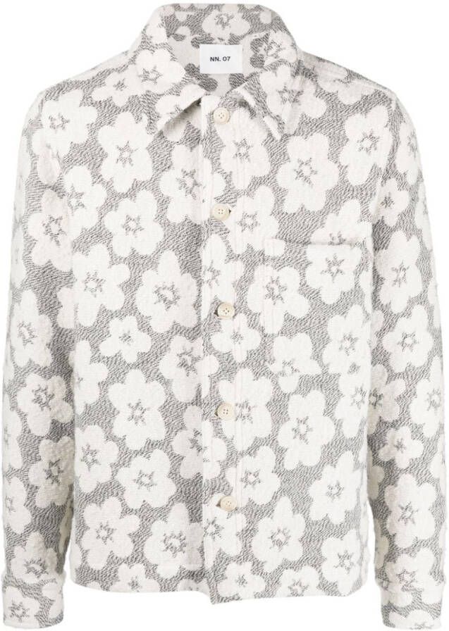 NN07 Shirtjack met bloemenprint Wit