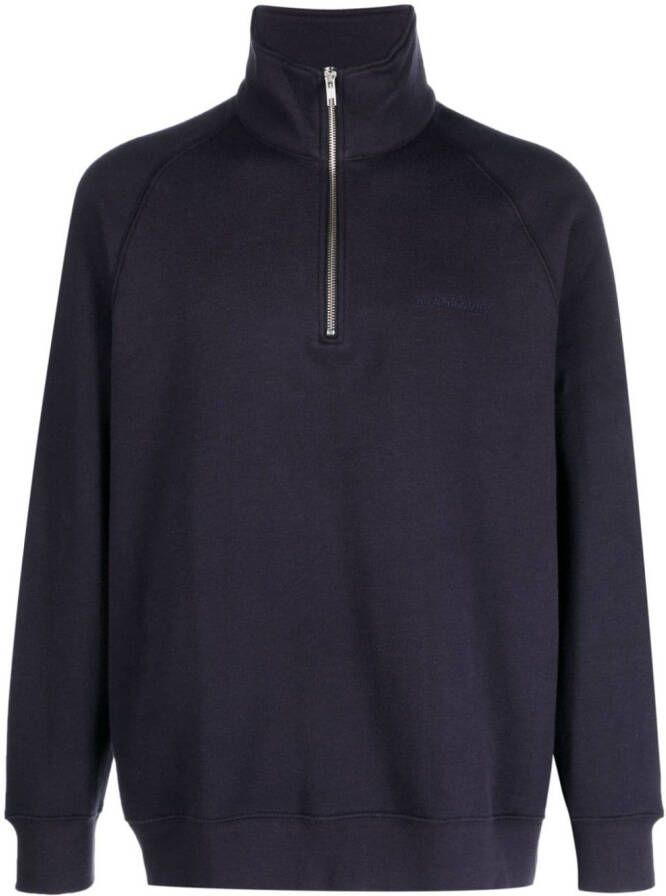 NN07 Sweater van katoenmix met halve rits Blauw
