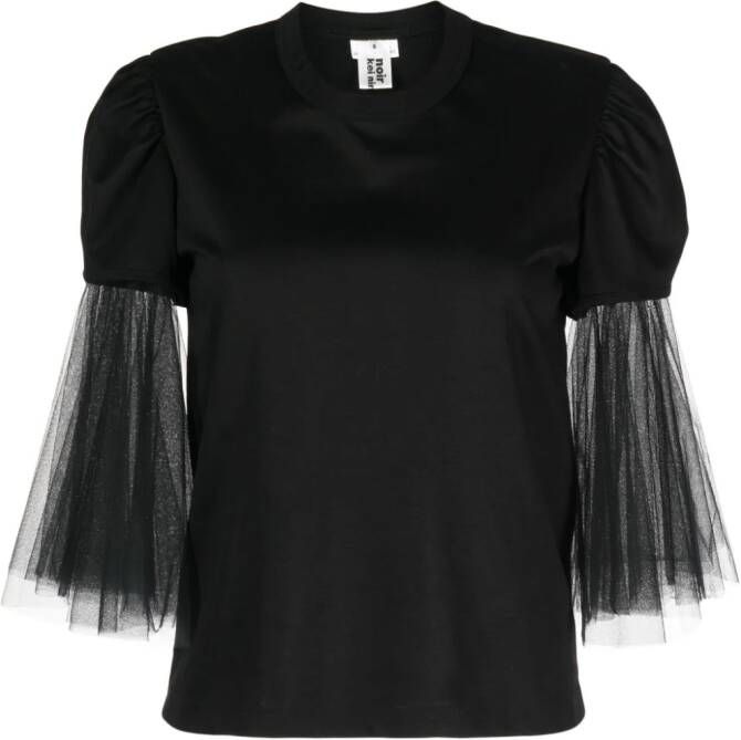 Noir Kei Ninomiya T-shirt met tulen mouwen Zwart