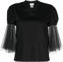 Noir Kei Ninomiya T-shirt met tulen mouwen Zwart - Thumbnail 1