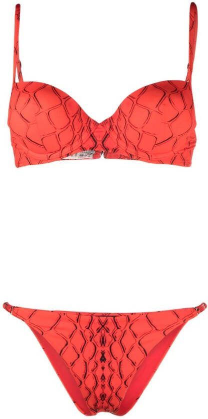Noire Swimwear Bikini met abstracte print Rood