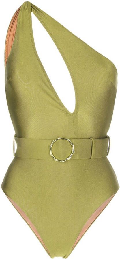Noire Swimwear Asymmetrisch badpak Groen