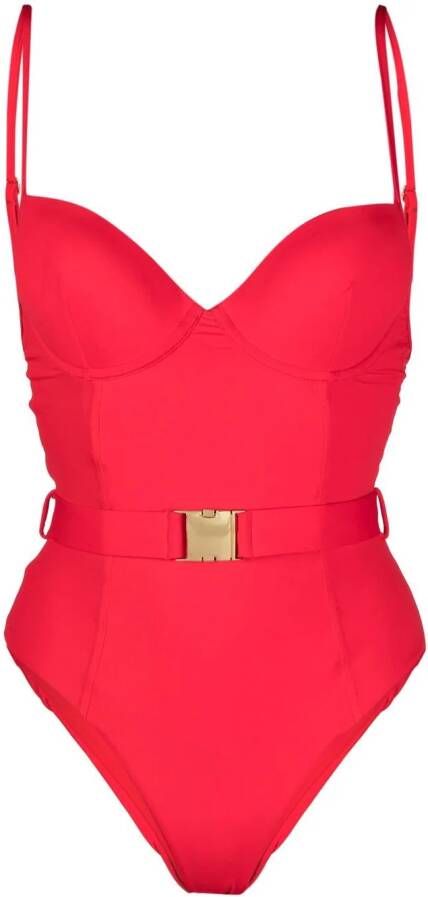 Noire Swimwear Badpak met ceintuur Rood
