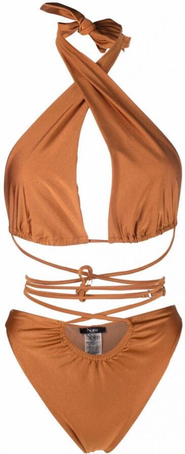 Noire Swimwear Badpak met halternek Beige