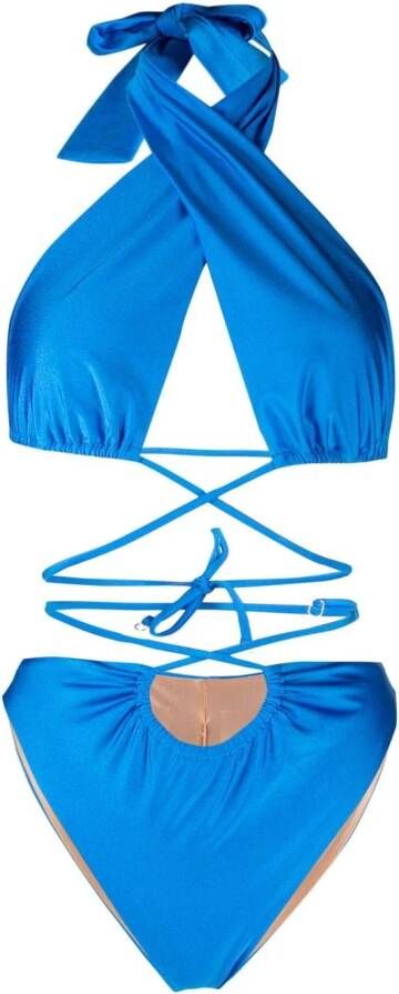 Noire Swimwear Badpak met halternek Blauw