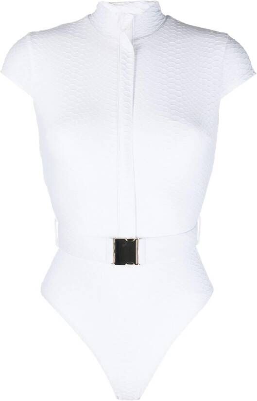 Noire Swimwear Badpak met kapmouwen Wit