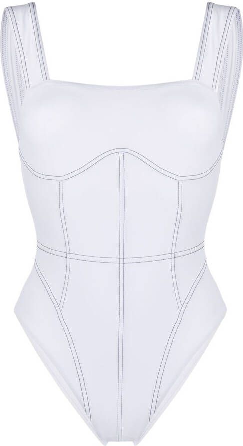 Noire Swimwear Badpak met lage rug Wit