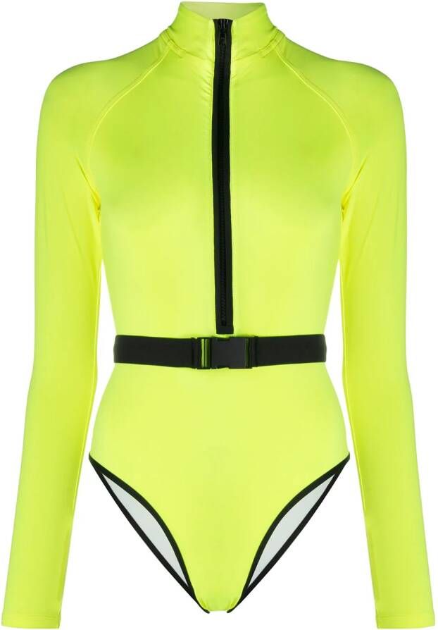 Noire Swimwear Badpak met lange mouwen Geel