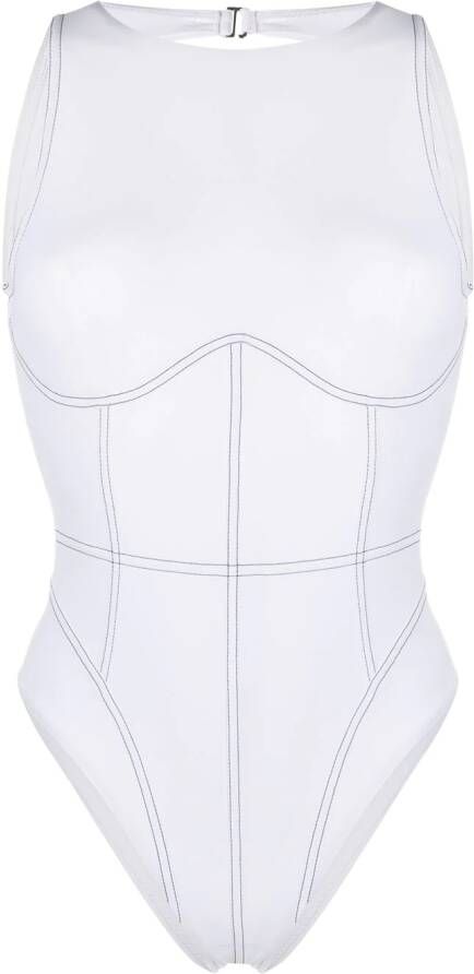 Noire Swimwear Badpak met open rug Wit