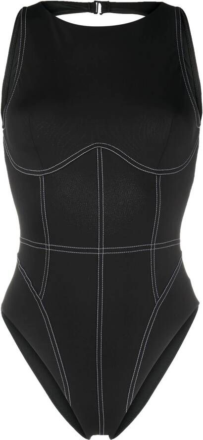 Noire Swimwear Badpak met open rug Zwart