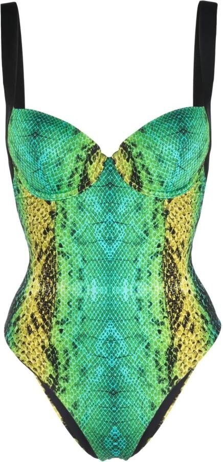 Noire Swimwear Badpak met slangenprint Groen - Foto 1