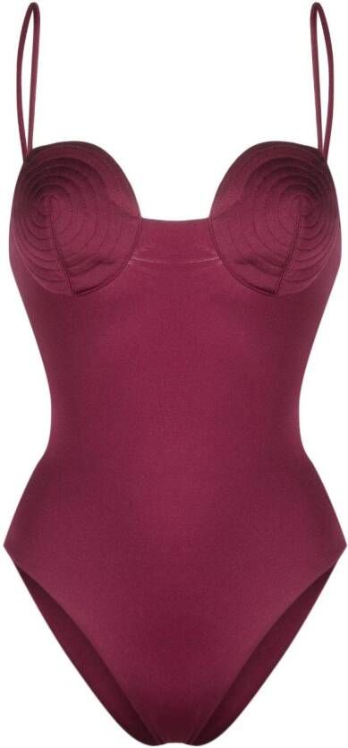 Noire Swimwear Badpak met tonaal stiksel Roze
