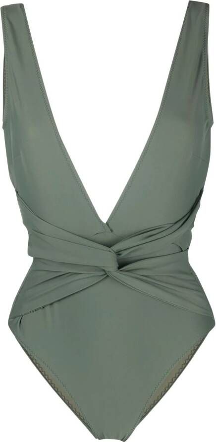 Noire Swimwear Badpak met V-hals Groen