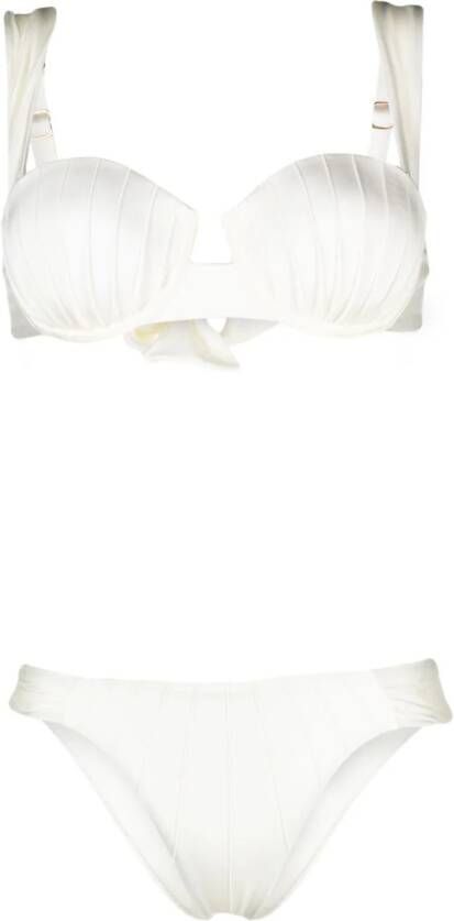 Noire Swimwear Bikini met gestrikte zijkanten Beige