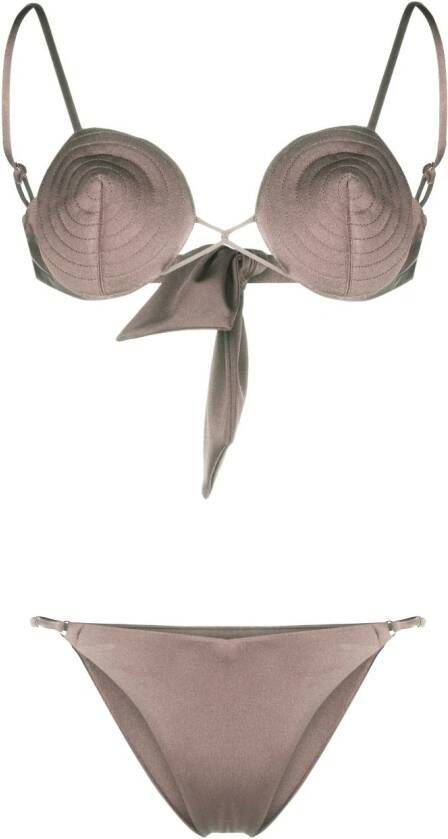 Noire Swimwear Bikini met tonaal stiksel Beige