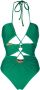 Noire Swimwear Gesmockt badpak Groen - Thumbnail 1