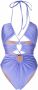 Noire Swimwear Gesmockt badpak Paars - Thumbnail 1