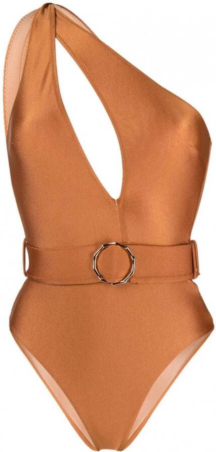 Noire Swimwear Asymmetrisch badpak Beige