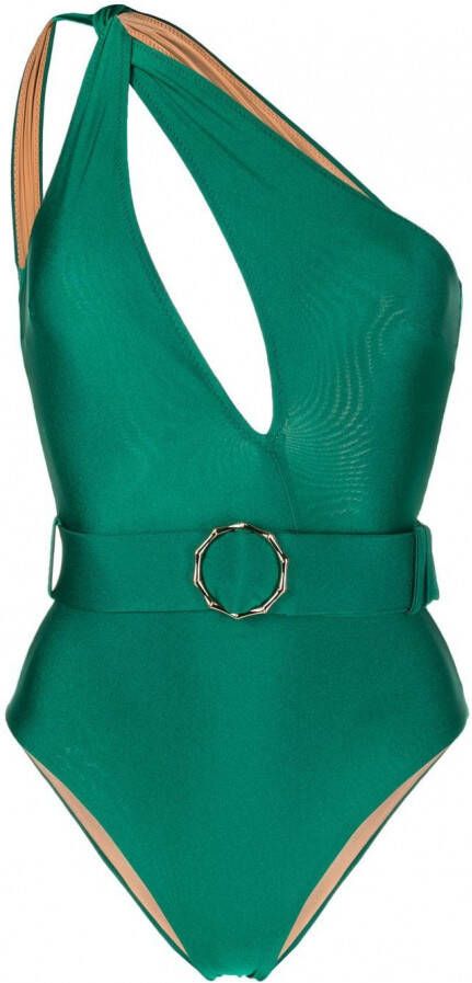 Noire Swimwear Asymmetrisch badpak Groen