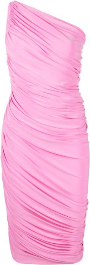 Norma Kamali one-shoulder ruched dress Roze