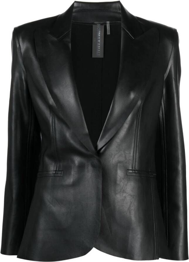 Norma Kamali Blazer met enkele rij knopen Zwart