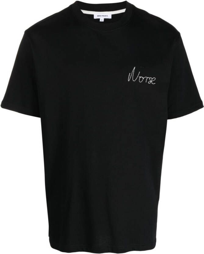 Norse Projects T-shirt met geborduurd logo Zwart