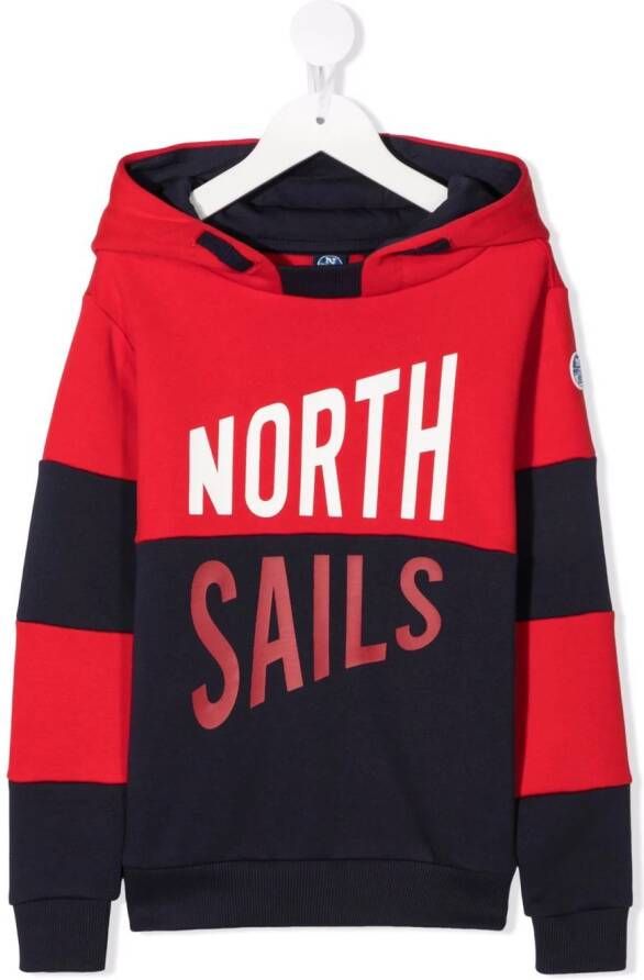 North Sails Kids Hoodie met colourblocking Rood